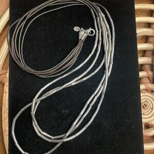 Silpada Silver Flash 925 Sterling Silver Brown Strand Leather Necklace